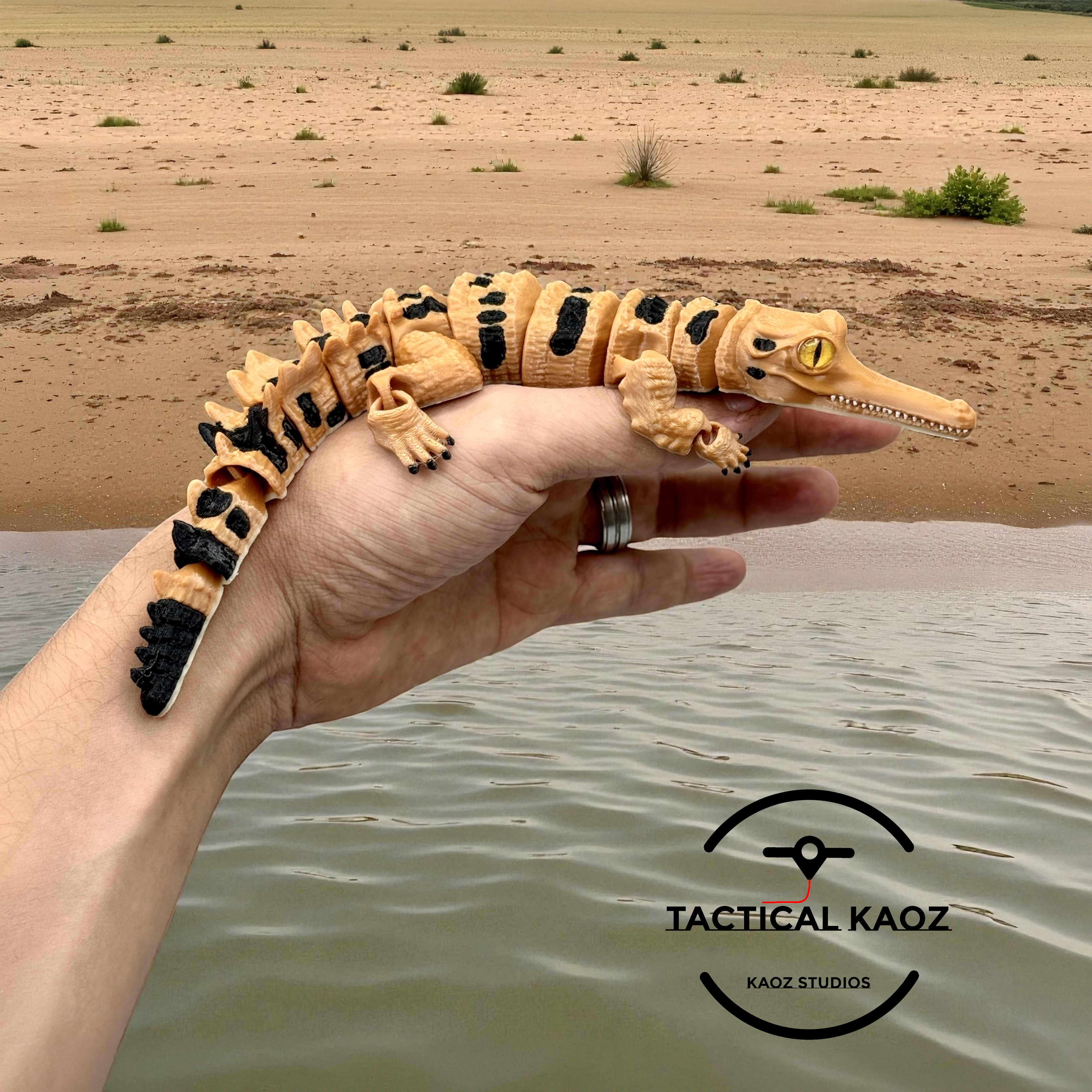 Articulated Gharial Croc| Pre-Painted + Optional 8mm Glass Eye